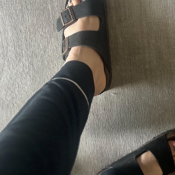 Birkenstock Black Sandals with Adjustable Straps Buckle (read listing) Suede - Picture 2 of 12